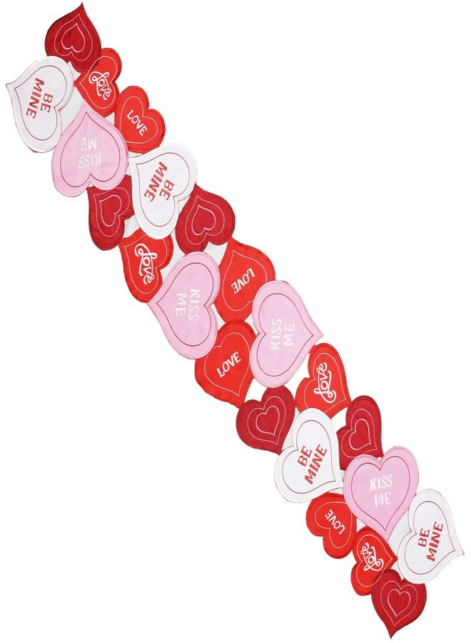 Grelucgo Embroidered Love Heart Table Runner for February 14th Valentine's Day (13 x 35 inch) - Image 2