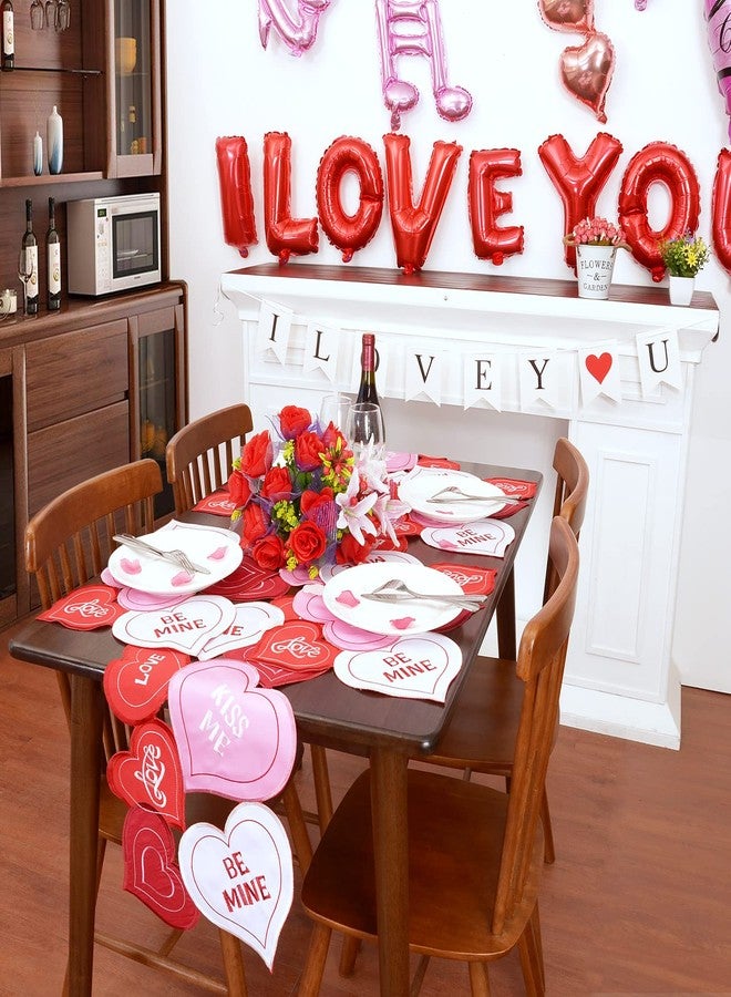 Grelucgo Embroidered Love Heart Table Runner for February 14th Valentine's Day (13 x 35 inch) - Image 5