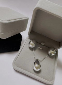 SYNSYB Chunky Silver Hoop Earrings and Necklace Set - Lightweight Waterdrop Hollow Open Hoops - Hypoallergenic Fashion Jewelry in Gift Box  - Image 3