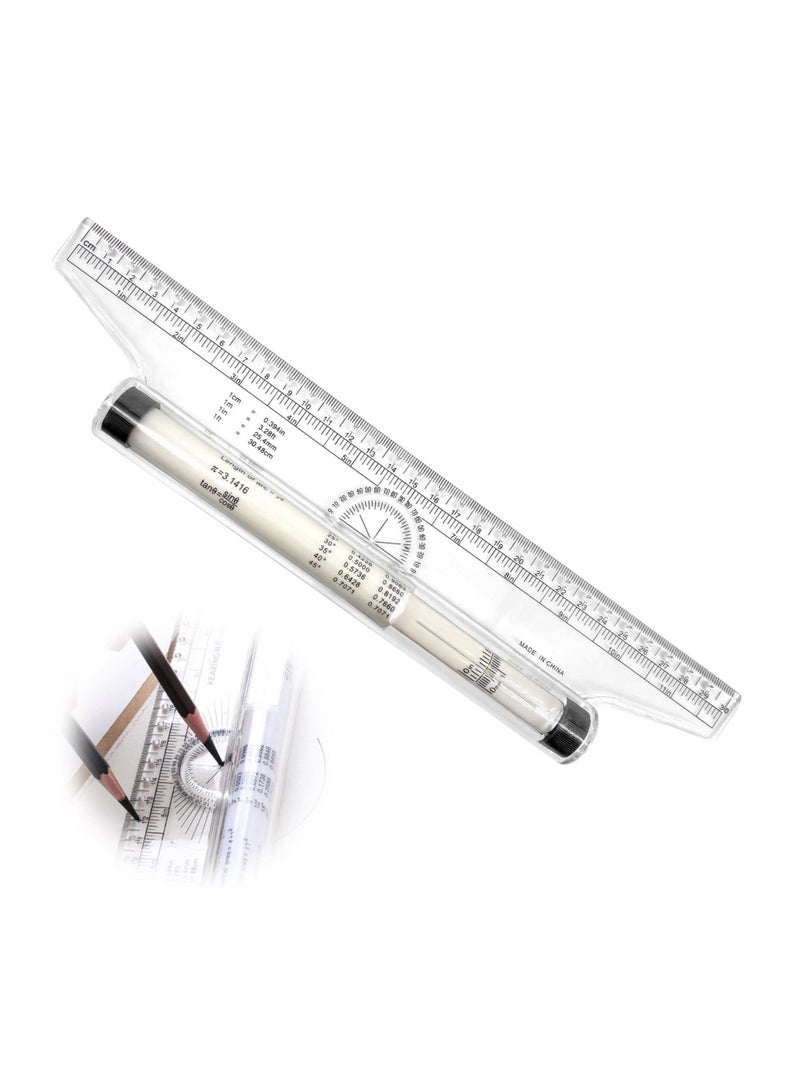 Y&D 12 Inch Measuring Rolling Ruler Plastic Multifunctional Drawing Parallel Circle Arc Design Rulers for Lines Circles  - Image 1