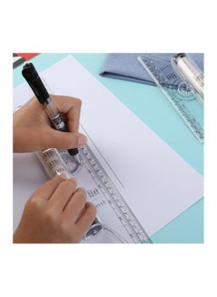 Y&D 12 Inch Measuring Rolling Ruler Plastic Multifunctional Drawing Parallel Circle Arc Design Rulers for Lines Circles  - Image 3