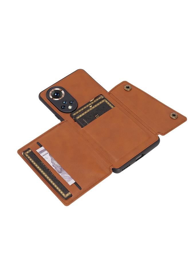 S-TOP Case For Honor 50 Double Buckle PU + TPU Shockproof Magnetic Case with Card Slots & Holder - Image 5