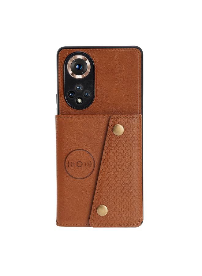 S-TOP Case For Honor 50 Double Buckle PU + TPU Shockproof Magnetic Case with Card Slots & Holder - Image 2