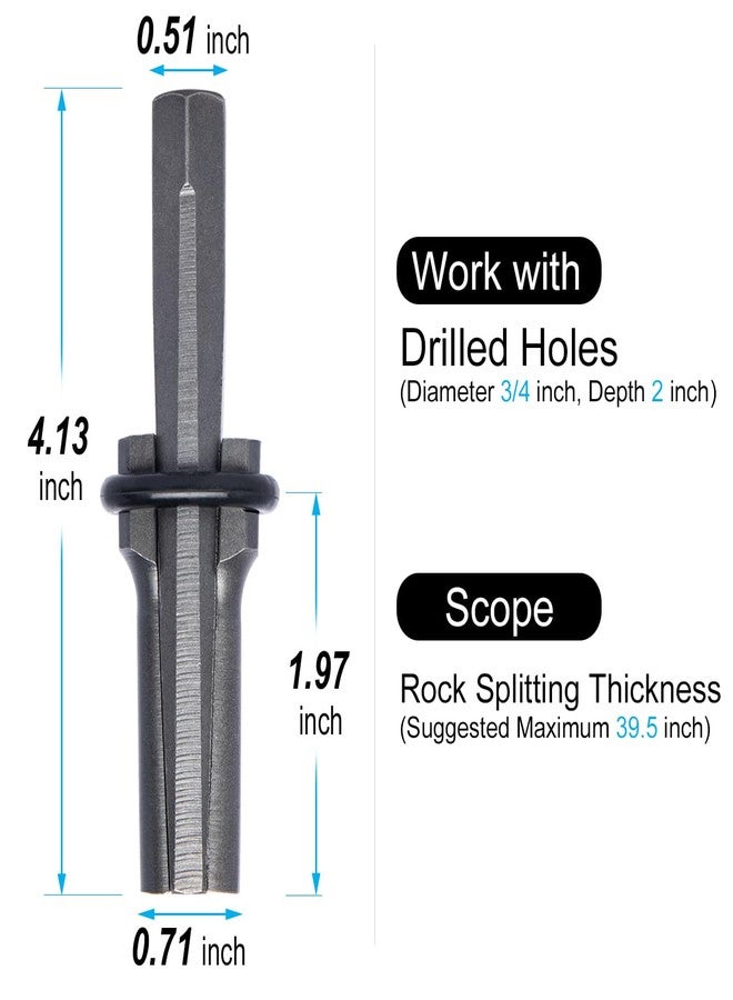 CenterZ 10 Sets Rock Splitter, 3/4 inch Diameter with 2 inch Depth Drill Hole Fitted Stone Splitting Tools, Spring Steel Wedge and Feather Shims Hand Tools for Masonry, Concrete Marble Granite Cutting - Image 2