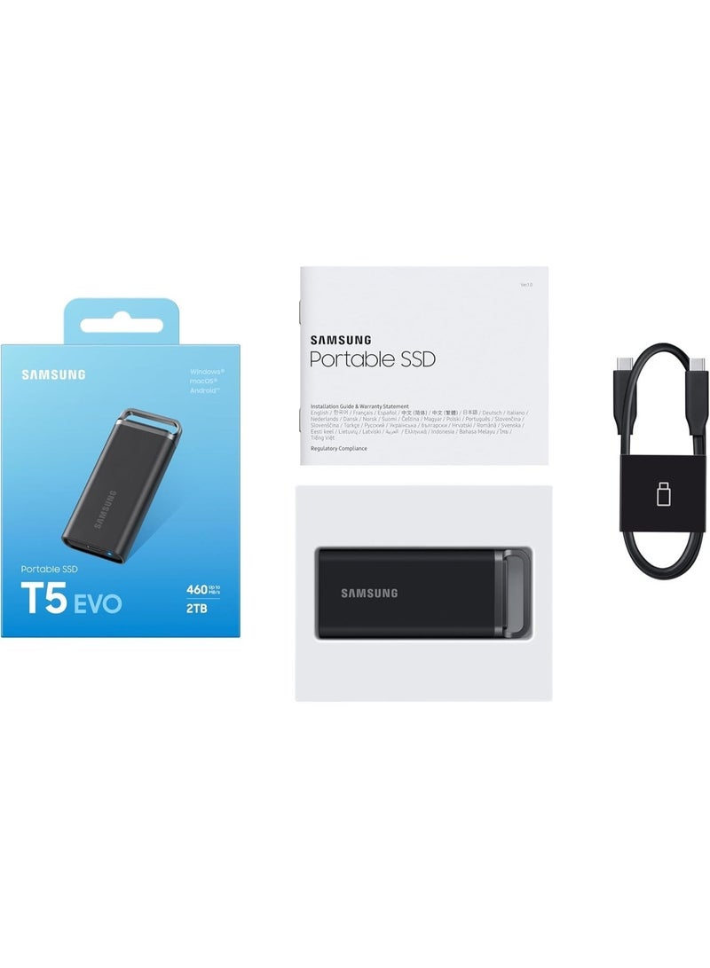 sam SAMSUNG T5 EVO Portable SSD 2TB, USB 3.2 Gen 1 External Solid State Drive, Seq. Read Speeds Up to 460MB/s for Gaming and Content Creation, MU-PH2T0S/AM, Black - Image 4