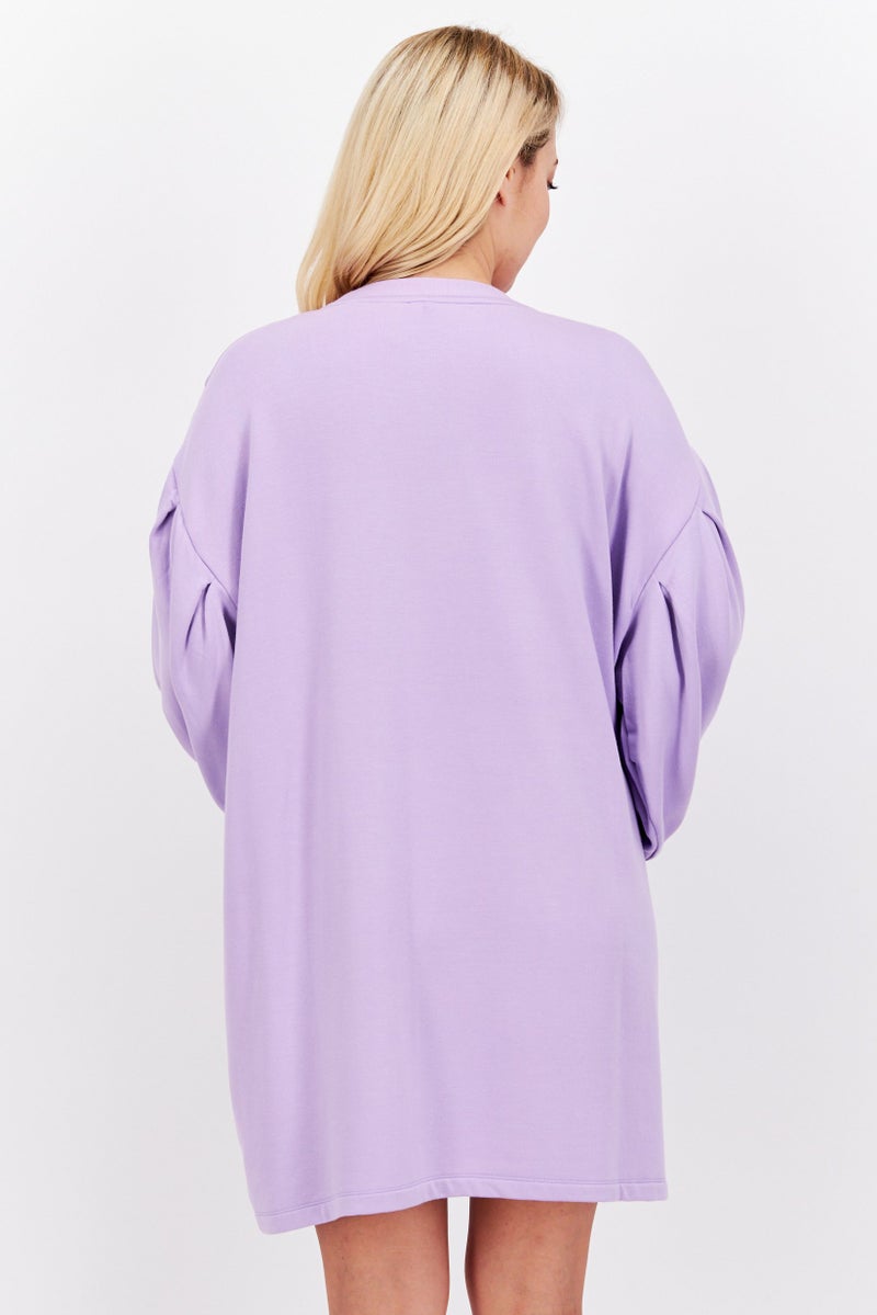 TRIBE OF 6 Women Plain Mini Dress, Lavender - Image 3