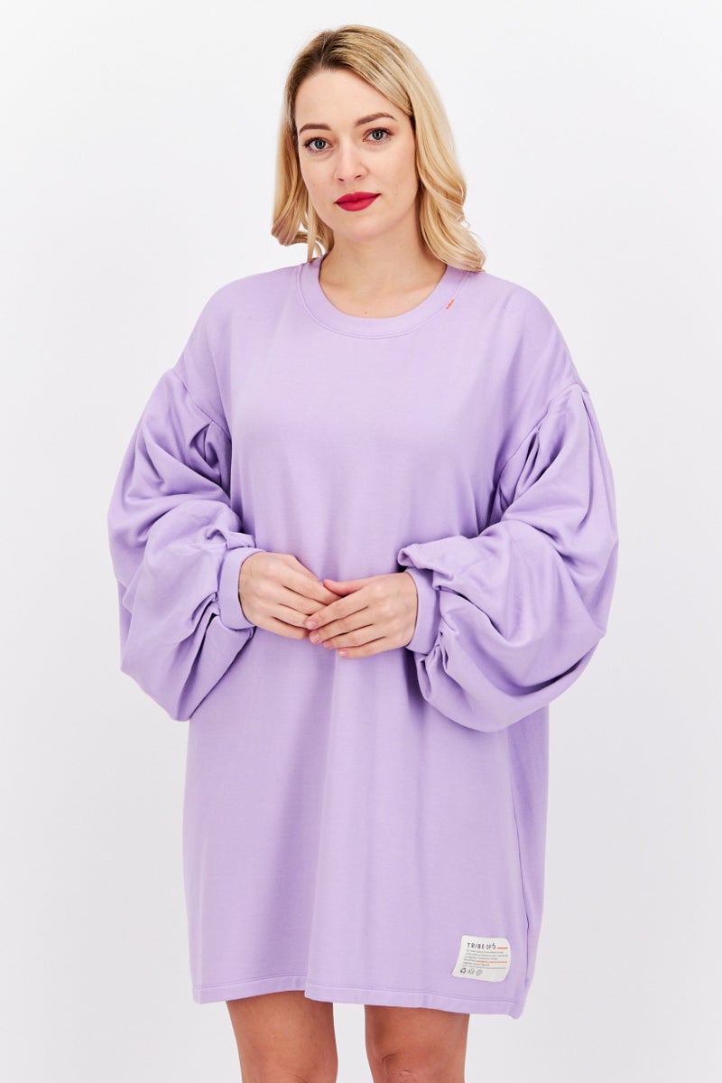 TRIBE OF 6 Women Plain Mini Dress, Lavender - Image 1