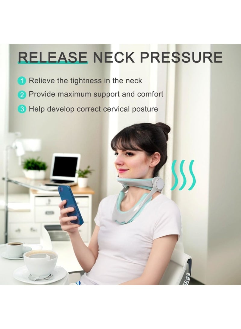 SOLARAE 360°Adjustable Neck Brace, Neck Traction Device for Posture Correction, Soft Foam Wraps Support, Neck Stretcher Neck Decompression Devices for Forward Head Posture Correction - Image 3