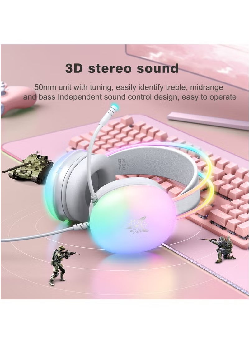onikuma Onikuma X25 Headset With Microphone Wired USB+3.5mm Jack RGB Rainbow Gaming Headset  - Image 4