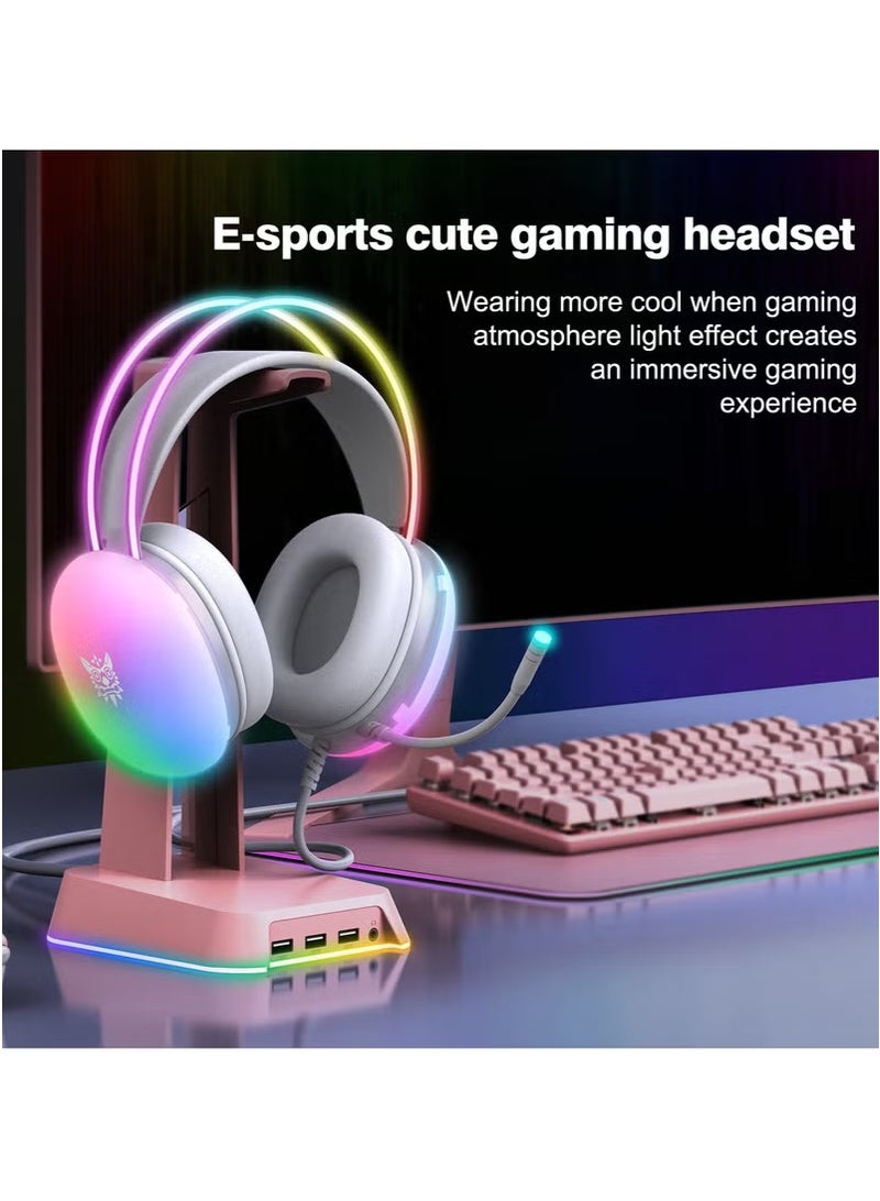 onikuma Onikuma X25 Headset With Microphone Wired USB+3.5mm Jack RGB Rainbow Gaming Headset  - Image 3