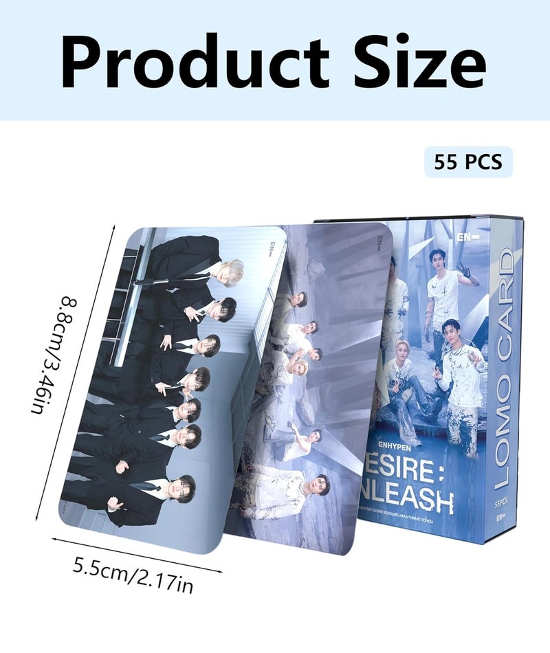 RupeeRise 55-Piece, Boy Band Collectible Photo Cards with Stickers,Enhypen Photocards,Card Set Limited Edition Music Merch for Fans, Display Gift for Album Collectors - Image 2