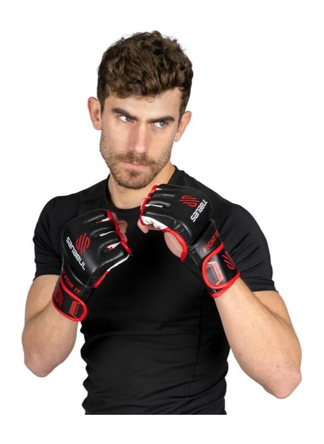 Sanabul  Essential MMA Gloves for Men and Women | Professional Fight Gloves for Sparring, Grappling, and Bag Training | Trusted by Pro Fighters (Black/Red, Large/X-Large)  - Image 2