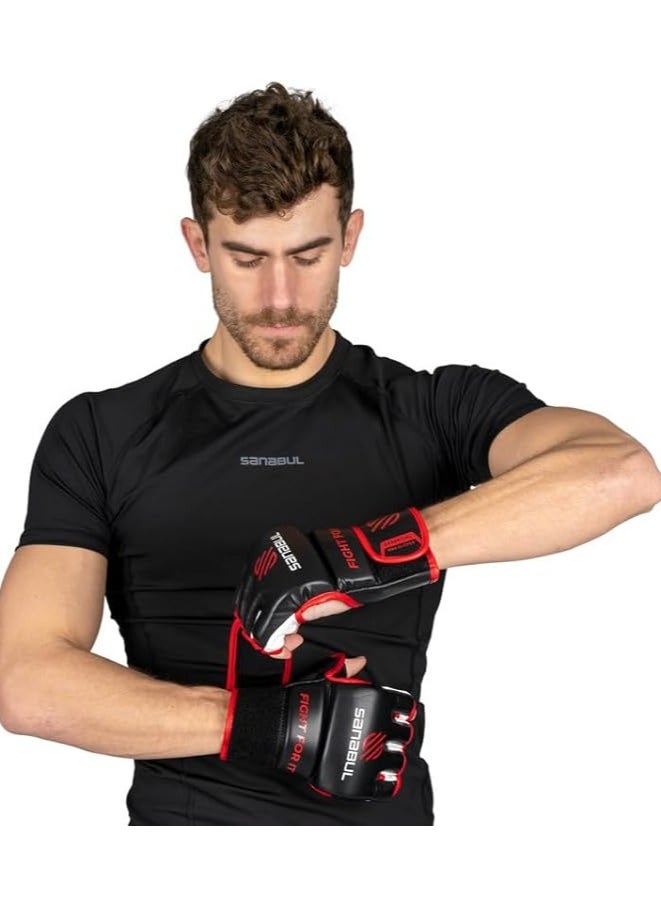 Sanabul  Essential MMA Gloves for Men and Women | Professional Fight Gloves for Sparring, Grappling, and Bag Training | Trusted by Pro Fighters (Black/Red, Large/X-Large)  - Image 3
