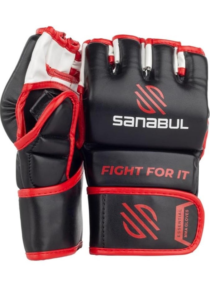 Sanabul  Essential MMA Gloves for Men and Women | Professional Fight Gloves for Sparring, Grappling, and Bag Training | Trusted by Pro Fighters (Black/Red, Large/X-Large)  - Image 4