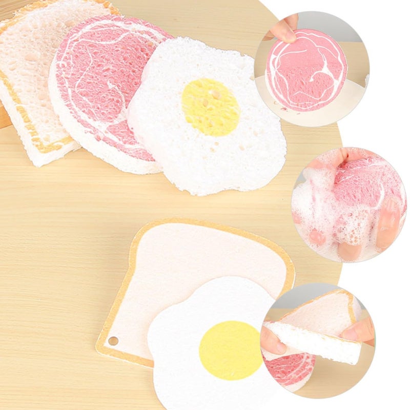 Reusable Wood Pulp Sponge Scrubber Set 3 Pack Multipurpose Scrub Pads For Kitchen Dish Washing - Image 5