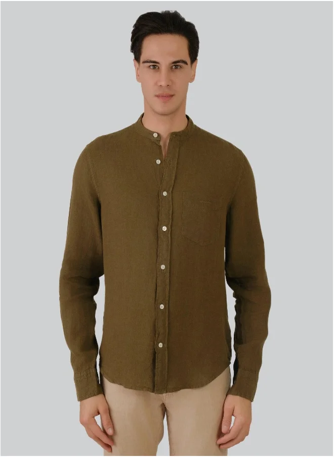 GANT Regular Fit Gmnt Dyed Linen Band Shirt