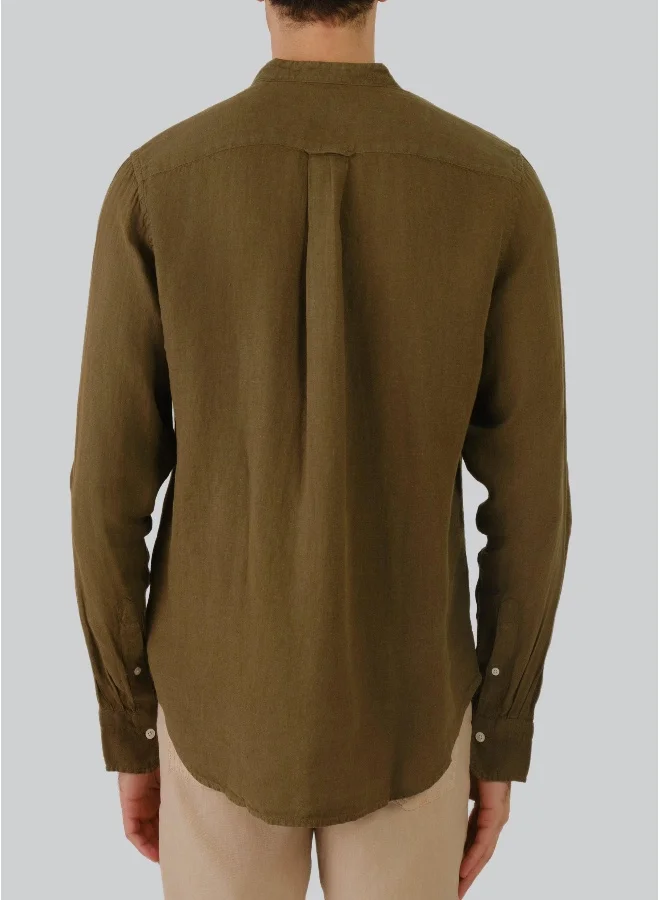 غانت Regular Fit Gmnt Dyed Linen Band Shirt