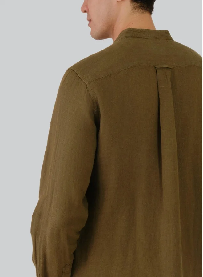 غانت Regular Fit Gmnt Dyed Linen Band Shirt