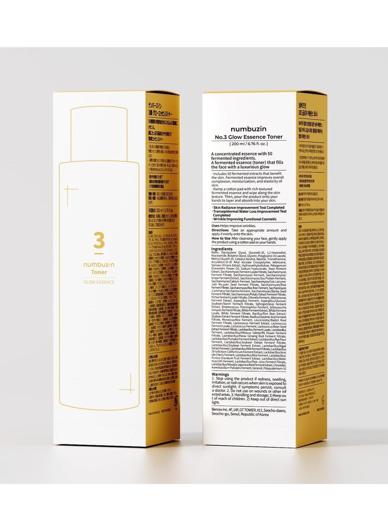 numbuzin Numbuzin No.3 Super Glowing Essence Toner | Fermented Ingredients, Niacinamide, Galactomyces, glowy Skin Radiance | Korean Skin Care for Face  - Image 4