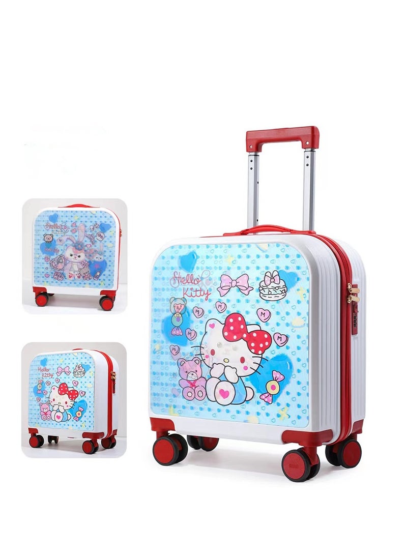 Golden Kids Luggage, 20 Inch Kids Lightweight 3D Trolley Bag, Suitcase with Cartoon Pattern, Travel Gift for Boys and Girls (White) - Image 1