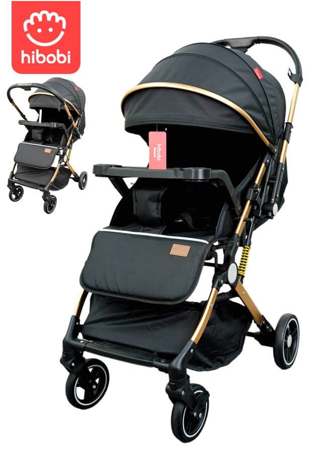 hibobi - Luxury Two-Way Travel Stroller – High View, One-Hand Fold, Large Canopy, Convertible Dining Tray & Handle, Mosquito Net & Cup Holder | 0-4 Years - Image 1