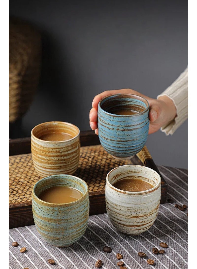 4 Piece Ceramic Teacup, Espresso Coffee Cup, Ceramic Coffee Mug, Porcelain Tea Cup Set Multicolour 200ml - Image 1