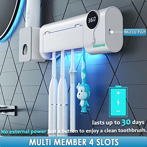 MIMORE Toothbrush Holder, 4 Toothbrush Slots & Timer Function, Cordless Wall Mounted Toothbrush Holders for Bathrooms - Image 5