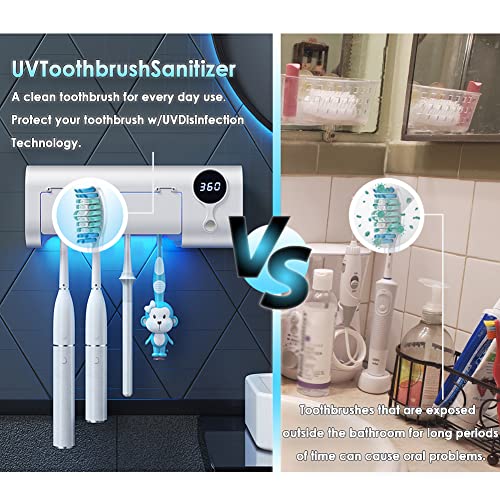 MIMORE Toothbrush Holder, 4 Toothbrush Slots & Timer Function, Cordless Wall Mounted Toothbrush Holders for Bathrooms - Image 3
