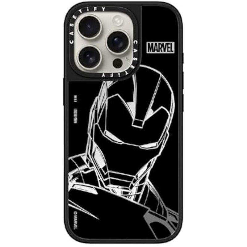 Casetify Mirror iPhone 16 Pro Case 【Iron Man Co-Lab/Reflective / 4.9ft Drop Protection/Compatible with Magsafe】 - Iron Man - Black - Silver on Black - Image 2