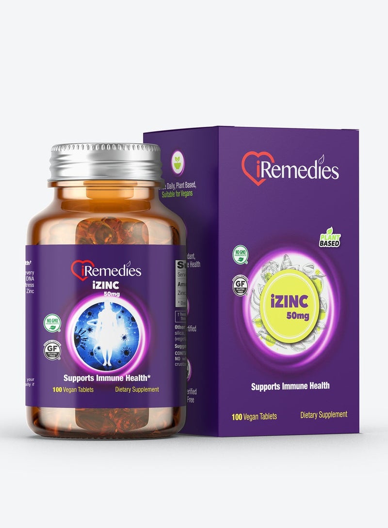 iZinc 50 mg – 100 Vegan Tablets – gluten free