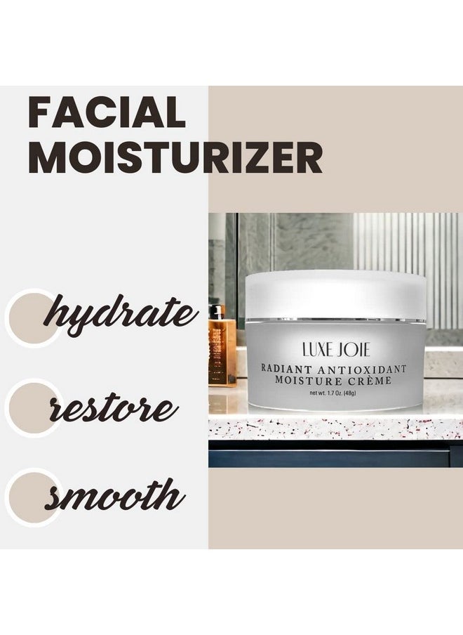 LuxeJoie - Radiant Antioxidant Moisture Creme 1.7 Oz Squalane Face Cream For Women Aging Skin For Dry Sensitive Facial Moisturizer Wrinkles Dark Spots Sun Damage - Image 1