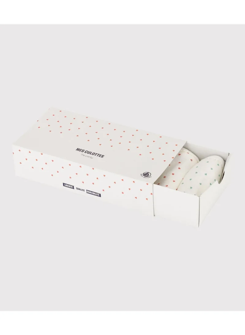 Petit Bateau Girls' Mini Heart Patterned Cotton Briefs - 5-Pack