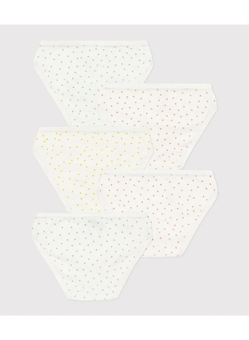 Petit Bateau Girls' Mini Heart Patterned Cotton Briefs - 5-Pack