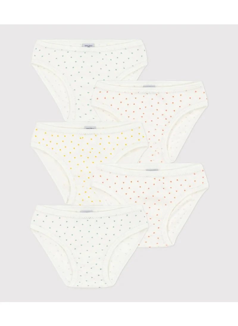 بيتي باتو Girls' Mini Heart Patterned Cotton Briefs - 5-Pack