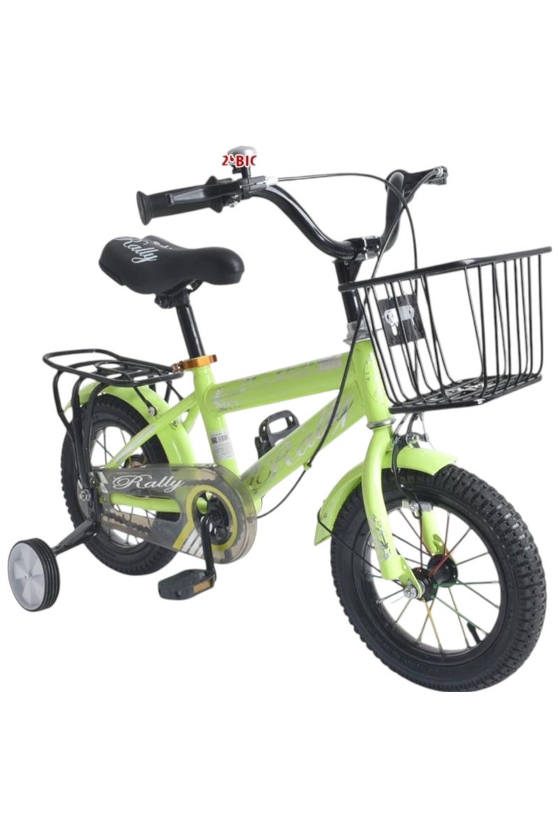 BBC 12 Inch Kids Bike with Training Wheels, Back Seat and Basket, for Boys and Girls