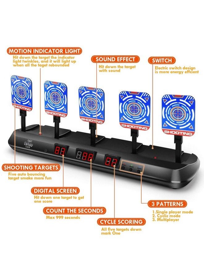 Shooting Targets For Nerf 5 Targets Shooting Games For Kids Digital Scoring Nerf Guns Target Gifts For 5 6 7 8 9 10 Year Old Boy