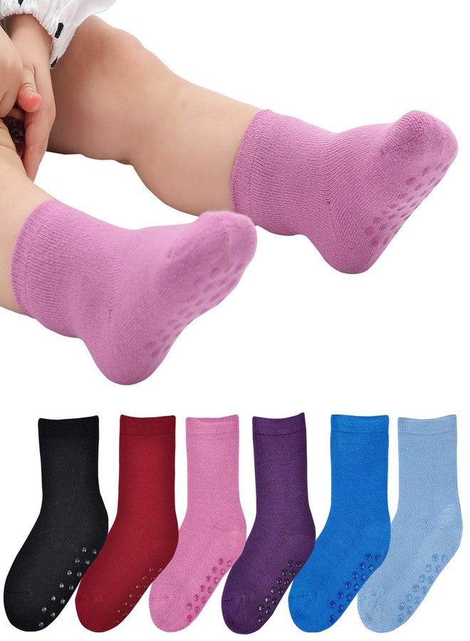 JORMATT جوارب جورمات الشتوية الحرارية للأطفال الصغار، 6 أزواج، جوارب سميكة دافئة للأولاد والبنات، مزودة بأطراف مانعة للانزلاق، من 6 إلى 12 شهرًا - Image 1