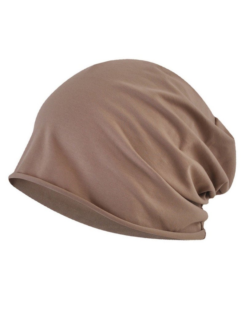 Loquat Infinity Scarf Headwear Cap Solid Color Beanie Hat Brown 