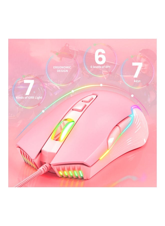 NIBEMINENT USB Wired Gaming Mouse for Laptop Desktop Pink  - Image 3