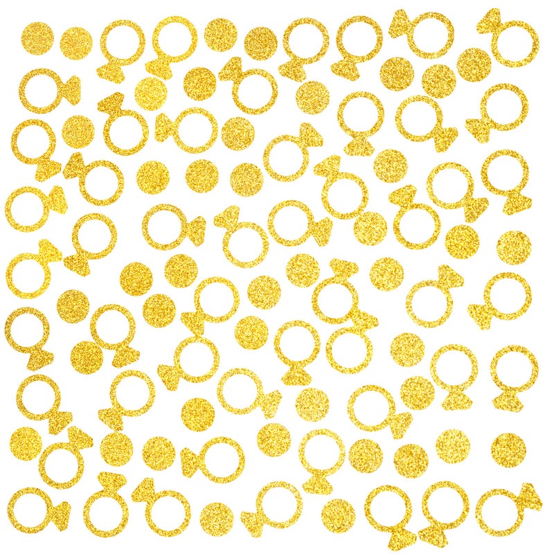 AKIO CRAFT Gold Diamond Ring Bachelorette Party Table Confetti Wedding Engagement Party Bridal Shower Anniversary Valentines Party Confetti Ring Circles Dots Confetti Decorations 400pc - Image 3