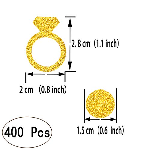 AKIO CRAFT Gold Diamond Ring Bachelorette Party Table Confetti Wedding Engagement Party Bridal Shower Anniversary Valentines Party Confetti Ring Circles Dots Confetti Decorations 400pc - Image 5