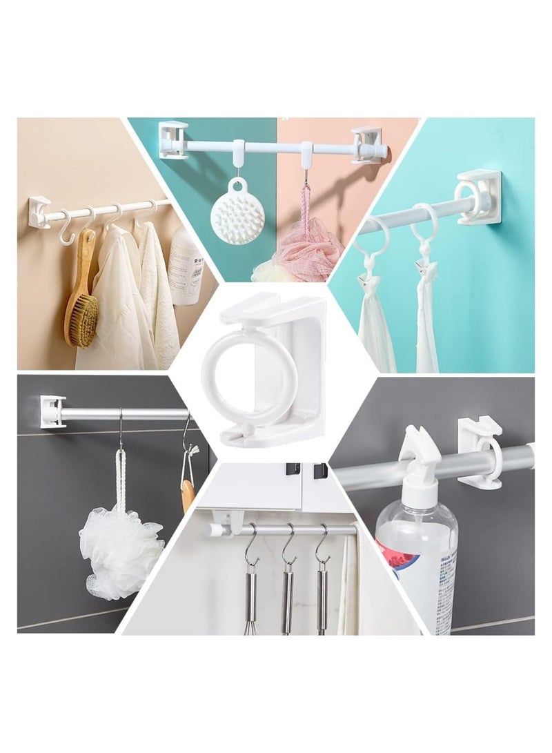 Self Adhesive Rotating Ring Curtain Rod Brackets, No Drilling, Adjustable Curtain Rod Holders for Kitchen, Bathroom, Hotel, 8Pcs (White) - Image 4