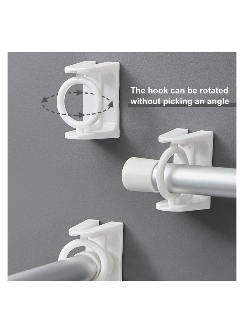 Self Adhesive Rotating Ring Curtain Rod Brackets, No Drilling, Adjustable Curtain Rod Holders for Kitchen, Bathroom, Hotel, 8Pcs (White) - Image 5