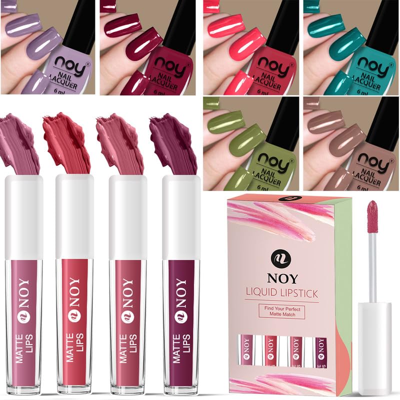 Noy Affordable Nail Polish And Lipstick Combo Complete Beauty Set Liquid Lipstick Nail Paint For Luxe Style Love You Always Matte Lipstick Nail Polish Gift Set For Girlfriend - Image 1