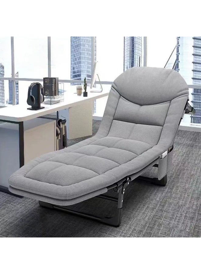 Foldable Camping Cot, Simple Folding Bed with Memory Foam Mattress and Adjustable Backrest, Portable Nap Bed 200KG Capacity for Home, Office and Outdoor Travel, H-001 (Grey) - Image 1