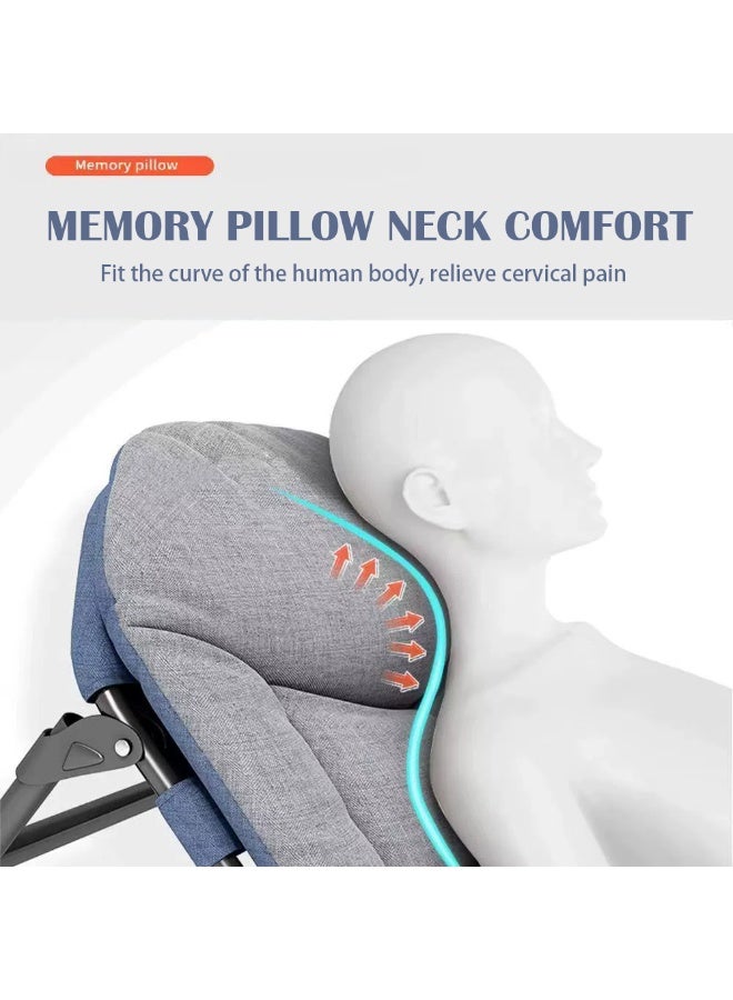 Foldable Camping Cot, Simple Folding Bed with Memory Foam Mattress and Adjustable Backrest, Portable Nap Bed 200KG Capacity for Home, Office and Outdoor Travel, H-001 (Grey) - Image 5