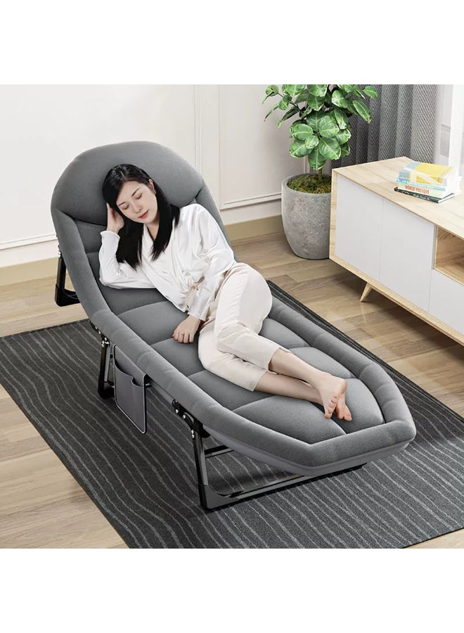 Foldable Camping Cot, Simple Folding Bed with Memory Foam Mattress and Adjustable Backrest, Portable Nap Bed 200KG Capacity for Home, Office and Outdoor Travel, H-001 (Grey) - Image 3