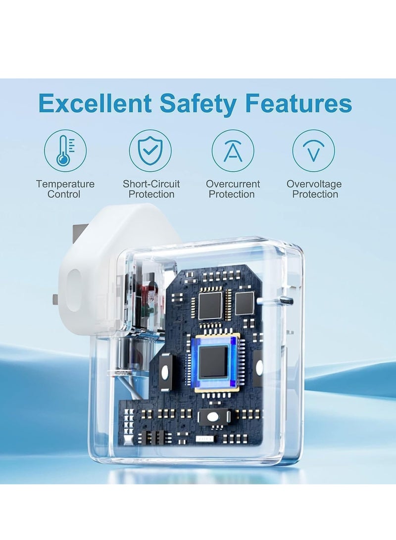 إكسيفين شاحن XSEVEN فائق السرعة بقوة 96 واط، MacBook Pro، شاحن كمبيوتر محمول لجهاز MacBook Pro/Air USB C، متوافق مع MacBook Pro مقاس 16 و15 و14 و13 بوصة، وiPad Pro مقاس 12.9 و11 بوصة وجميع أجهزة USB C، وكابل USB C-C بطول 2 متر - Image 2