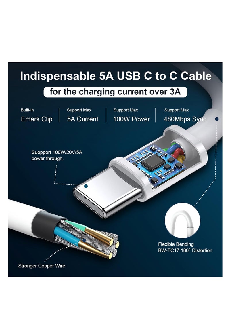 إكسيفين شاحن XSEVEN فائق السرعة بقوة 96 واط، MacBook Pro، شاحن كمبيوتر محمول لجهاز MacBook Pro/Air USB C، متوافق مع MacBook Pro مقاس 16 و15 و14 و13 بوصة، وiPad Pro مقاس 12.9 و11 بوصة وجميع أجهزة USB C، وكابل USB C-C بطول 2 متر - Image 3