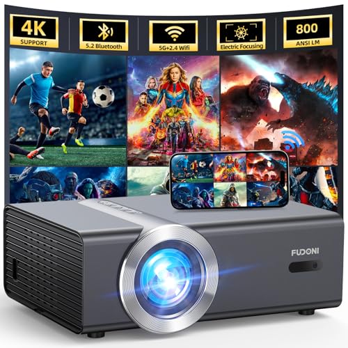 FUDONI [Electric Focus/Auto Keystone] Projector with WiFi and Bluetooth, Native 1080P 4K Supported,FUDONI Outdoor Movie Projector for Home Theater UP to 300", for iOS/Android/Laptop/TV Stick/HDMI/USB - Image 1